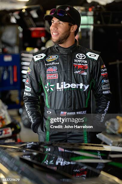 Darrell Wallace Jr., driver of the LibertyTireRecycling/Ground SmartRubber Toyota, during practice for the NASCAR Camping World Truck Series SFP 250...