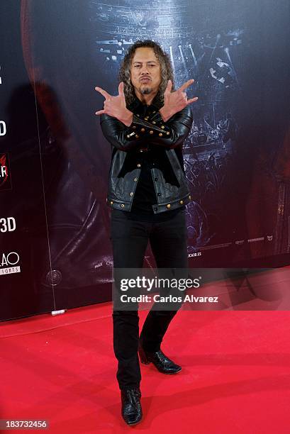 Kirk Hammett of Metallica attends the "Metallica: Through The Never" premiere at the Callao Cinema ME on October 9, 2013 in Madrid, Spain.