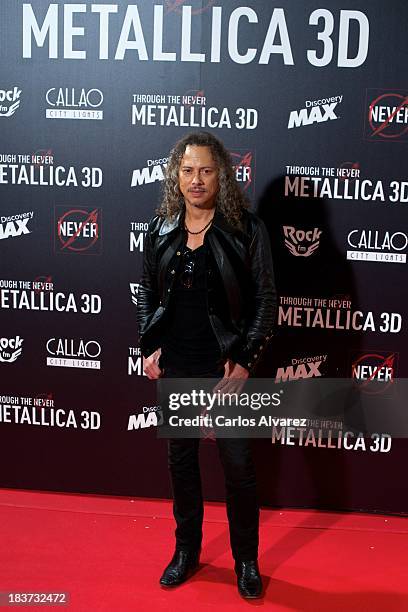 Kirk Hammett of Metallica attends the "Metallica: Through The Never" premiere at the Callao Cinema ME on October 9, 2013 in Madrid, Spain.