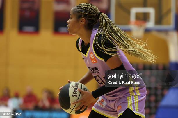 Jordin Canada of the Boomers in action during the WNBL match between Perth Lynx and Melbourne Boomers at Bendat Basketball Stadium, on December 07 in...