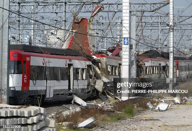 Picture of damages caused by an explosion at the Atocha train station in Madrid 11 March 2004. At least 173 people were killed and some 600 injured...