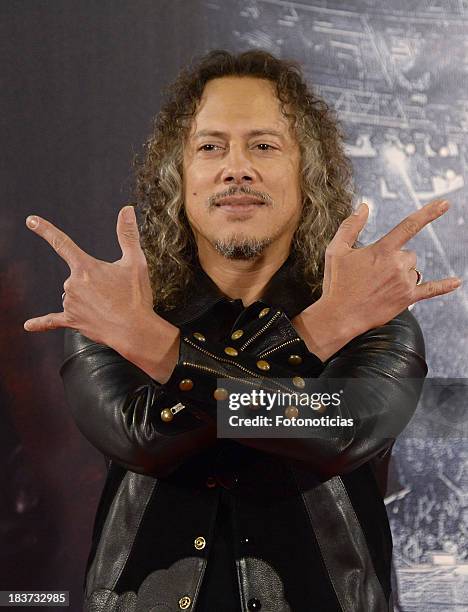 Kirk Hammett of Metallica attends the premiere of 'Metallica: Through The Never' at Callao cinema on October 9, 2013 in Madrid, Spain.