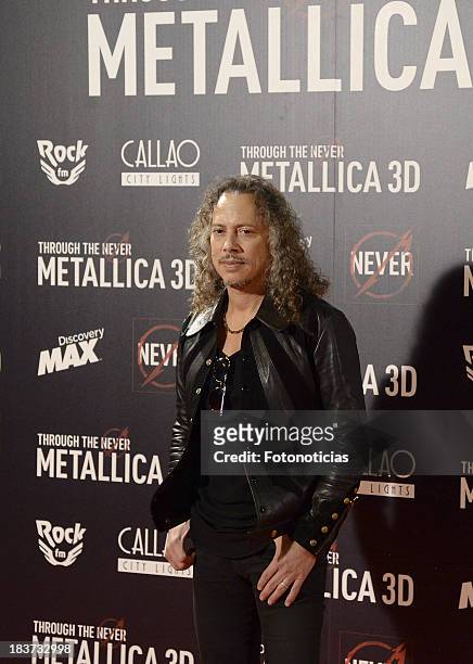 Kirk Hammett of Metallica attends the premiere of 'Metallica: Through The Never' at Callao cinema on October 9, 2013 in Madrid, Spain.