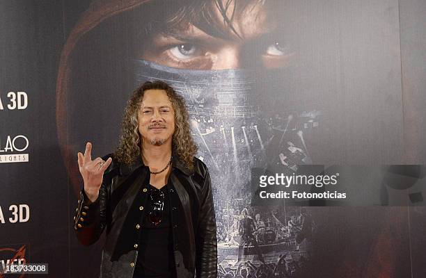 Kirk Hammett of Metallica attends the premiere of 'Metallica: Through The Never' at Callao cinema on October 9, 2013 in Madrid, Spain.