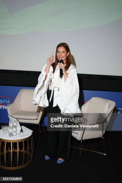 Chairwoman of the Red Sea International Film Festival, Raya Abirached attends In Conversation with Andrew Garfield during the Red Sea International...