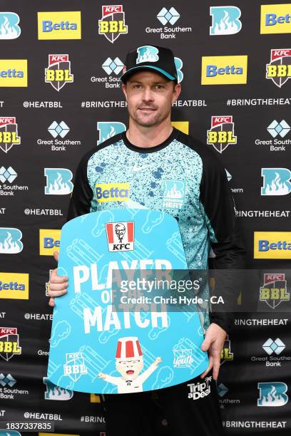Player of the Match Colin Munro during the BBL match between Brisbane Heat and Melbourne Stars at The Gabba, on December 07 in Brisbane, Australia.