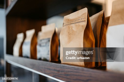 Different Types Of Coffee Sorted Out In Paper Bags In A Coffee Shop In Kuwait Different Types Of Coffee Sorted Out In Paper Bags In A Coffee Shop In Kuwait