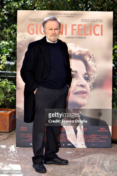 Franco Nero attends the "Giorni Felici" photocall at Cinema Nuovo Sacher on December 07, 2023 in Rome, Italy.