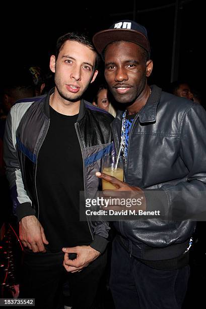 Example and Wretch 32 attend the launch of The Vinyl Collection curated by Annie Mac and the AMP 2013 album at W London - Leicester Square on October...