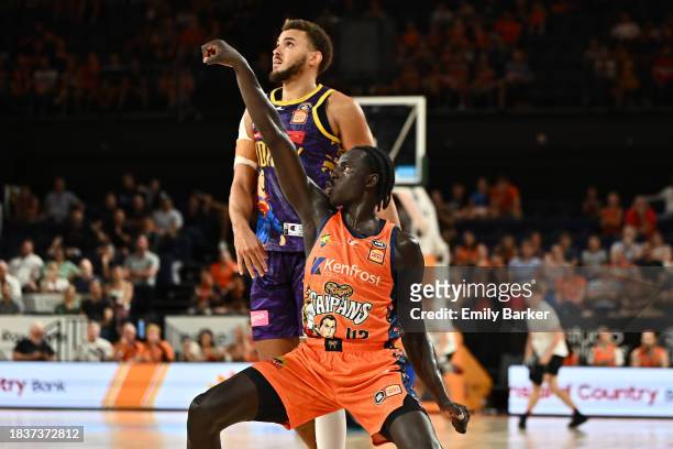 Bul Kuol of the Taipans reacts during the round 10 NBL match between Cairns Taipans and Sydney Kings at Cairns Convention Centre, on December 07 in...