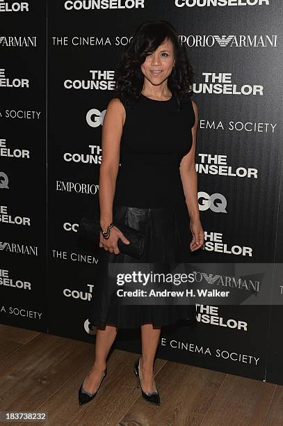 Rosie Perez attends Emporio Armani With GQ And The Cinema Society Host A Screening Of "The Counselor" at Crosby Street Hotel on October 9, 2013 in...