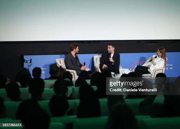 Andrew Garfield, CEO of the Red Sea International Film Festival, Mohammed Al Turki and Raya Abirached attend In Conversation with Andrew Garfield...