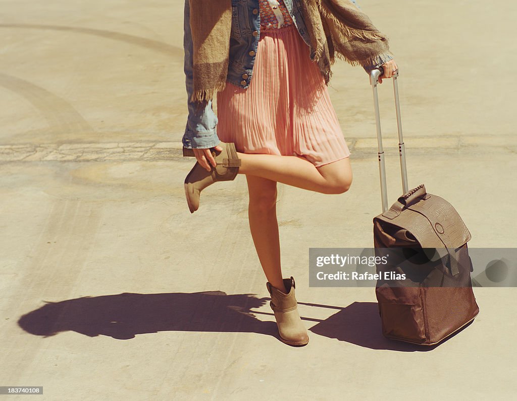 Girl with trolley