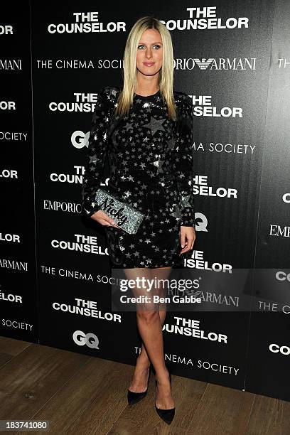 Nicky Hilton attends the Emporio Armani with GQ & The Cinema Society screening of "The Counselor" at the Crosby Street Hotel on October 9, 2013 in...