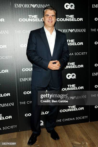 Actor Chris Noth attends the Emporio Armani with GQ & The Cinema Society screening of "The Counselor" at the Crosby Street Hotel on October 9, 2013...