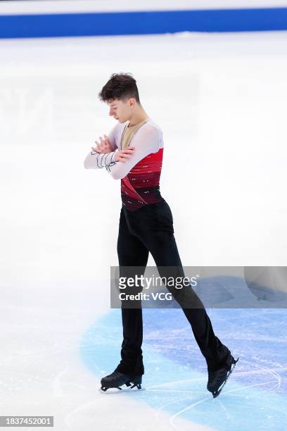 Adam Hagara of Slovakia competes in the Junior Men's Short Program on day 1 of 2023-24 ISU Grand Prix of Figure Skating Final at the National Indoor...