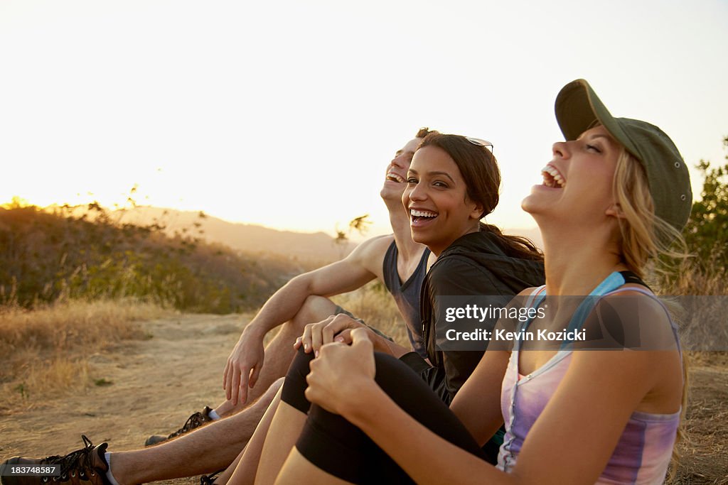 Friends enjoying hillside