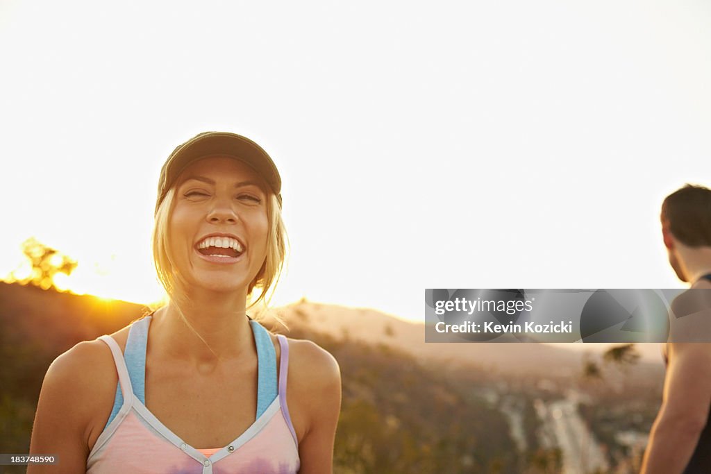 Woman laughing hard