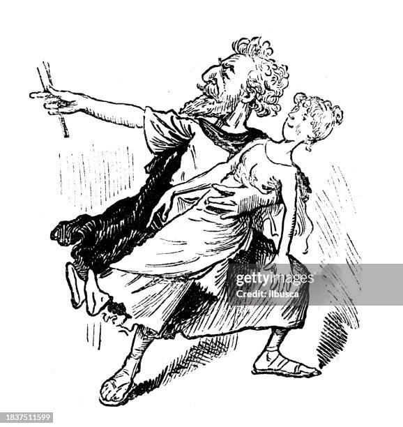 british satire caricature comic cartoon illustration - couple saving stock illustrations