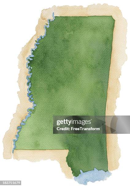 watercolor map of mississippi - mississippi stock illustrations