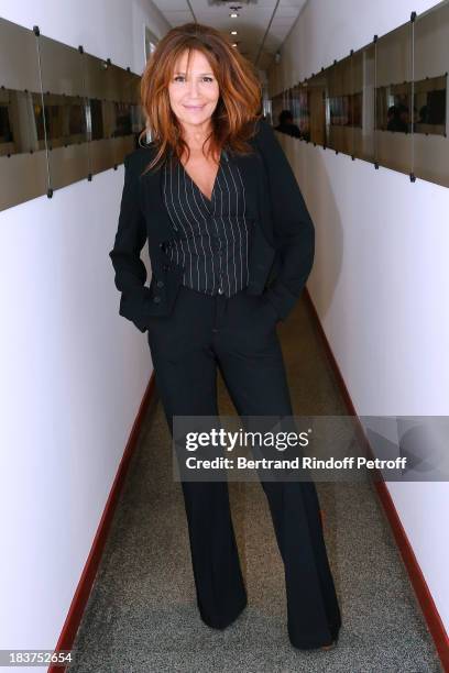 Actress Clementine Celarie attends 'Vivement Dimanche' French TV Show, held at Pavillon Gabriel in Paris at Pavillon Gabriel on October 9, 2013 in...