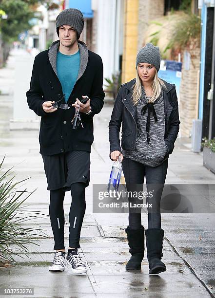 Christopher French and Ashley Tisdale are seen on October 9, 2013 in Los Angeles, California.