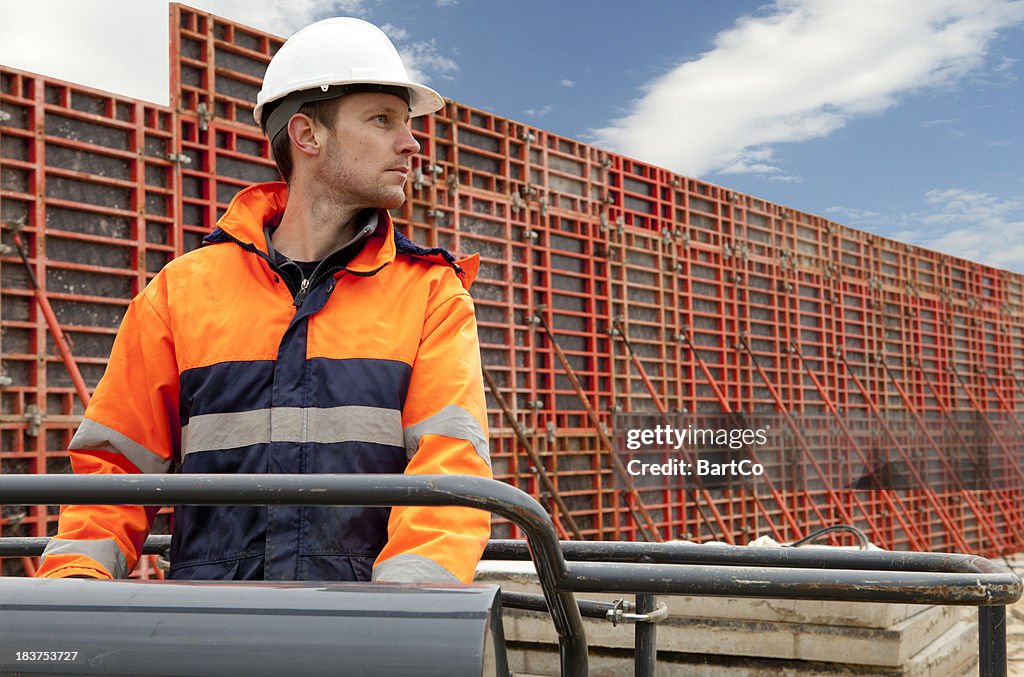 Construction worker building a new bridge.