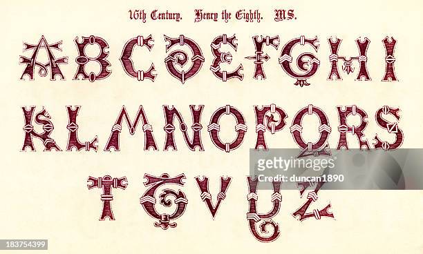 16th century style alphabet - pejft 幅插畫檔、美工圖案、卡通及圖標