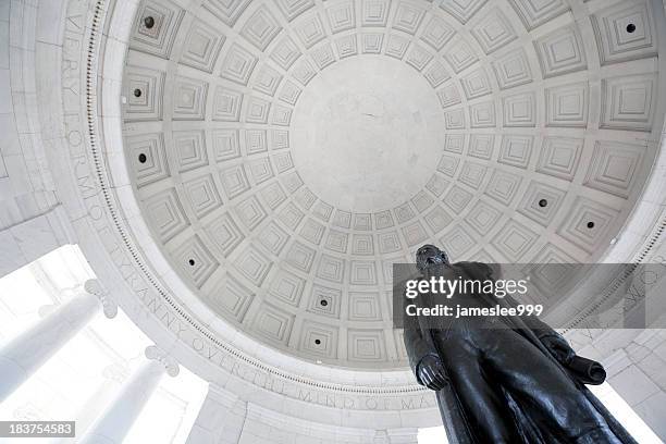 looking up at coppola and statue at the jefferson memorial - washington dc architecture stock pictures, royalty-free photos & images