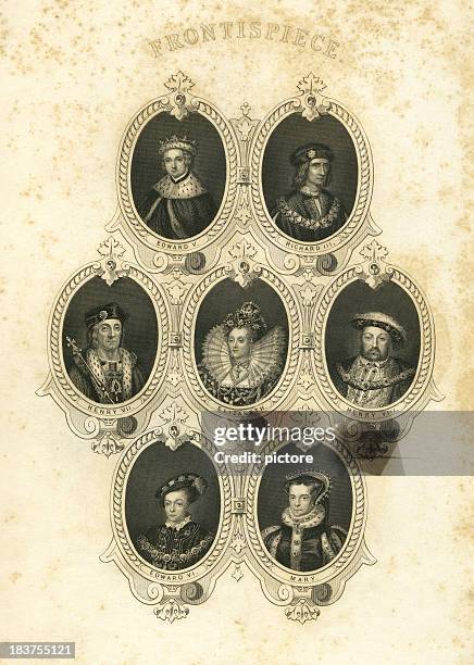 stockillustraties, clipart, cartoons en iconen met frontispiece - koning hendrik vii van engeland