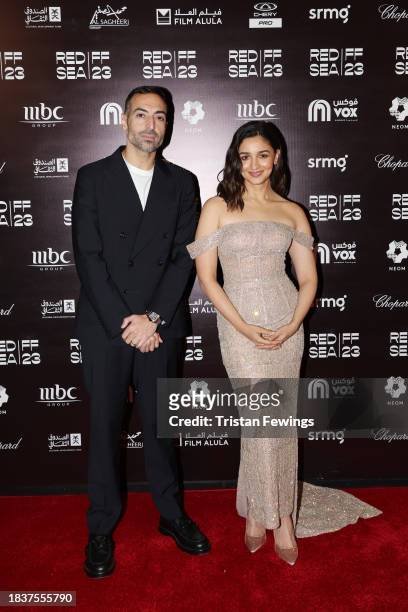 Of the Red Sea International Film Festival, Mohammed Al Turki and Alia Bhatt pose during a photocall at the Red Sea International Film Festival 2023...