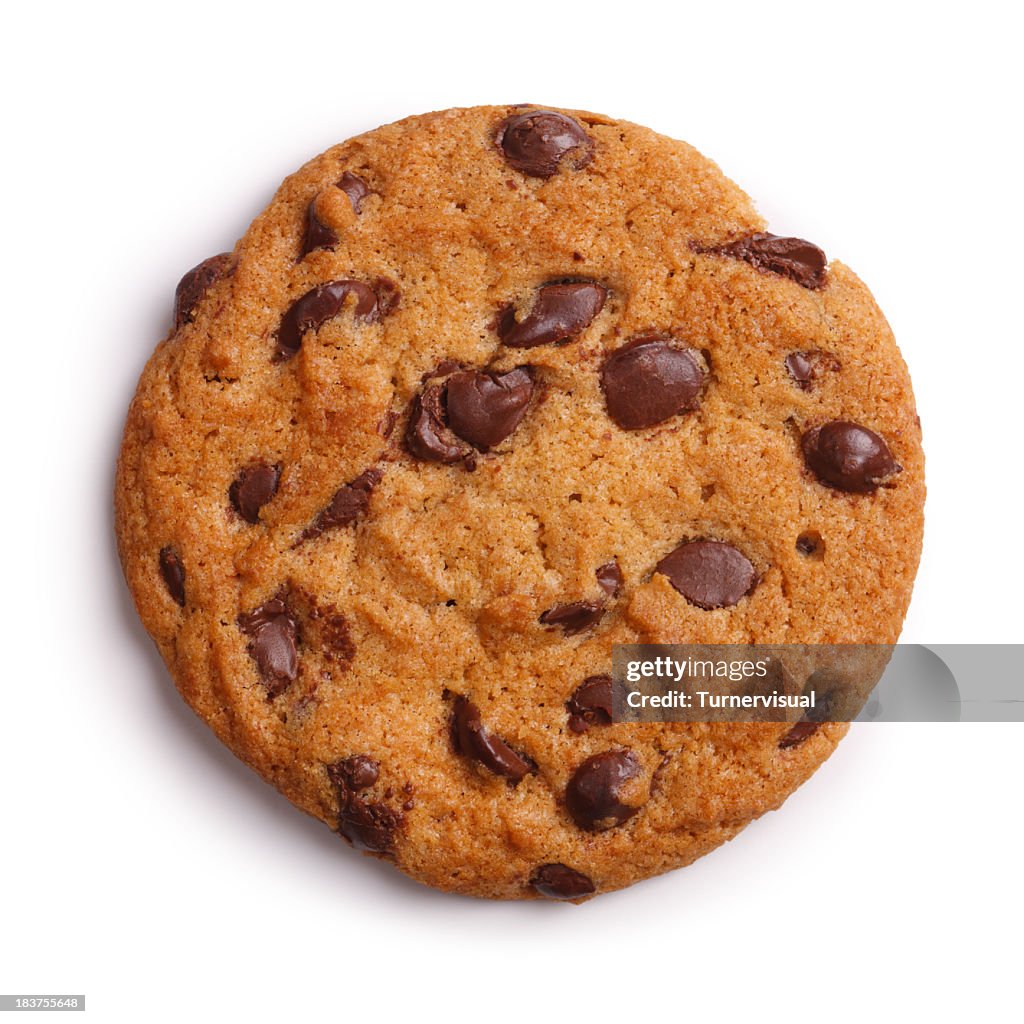 Choc Chip Cookie Isolated + Clipping Path