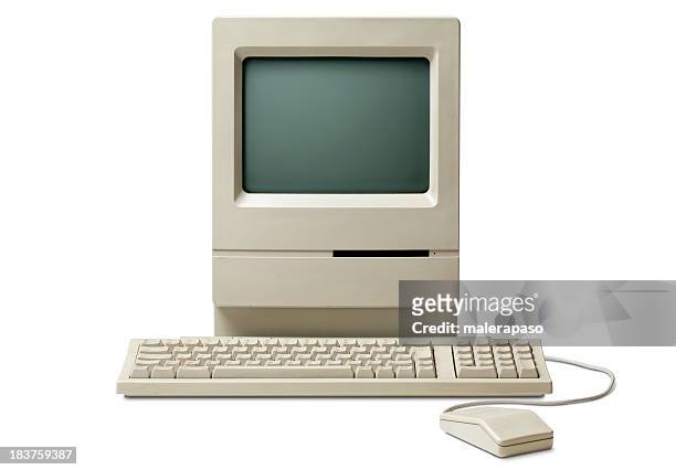 alte klassische computer - using computer stock-fotos und bilder