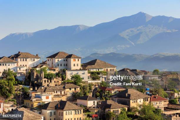 gjirokaster townscape albania - albanian stock pictures, royalty-free photos & images