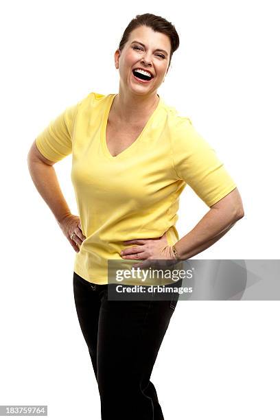 female portrait - 40s woman t shirt studio stock pictures, royalty-free photos & images