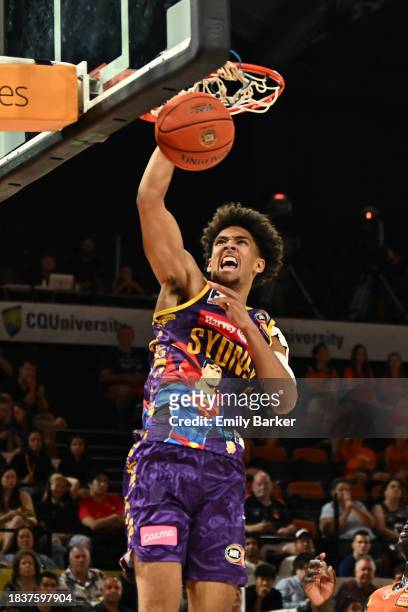 Jaylin Galloway of the Kings dunks during the round 10 NBL match between Cairns Taipans and Sydney Kings at Cairns Convention Centre, on December 07...