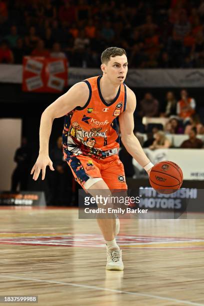Jonah Antonio of the Taipans drives up court during the round 10 NBL match between Cairns Taipans and Sydney Kings at Cairns Convention Centre, on...