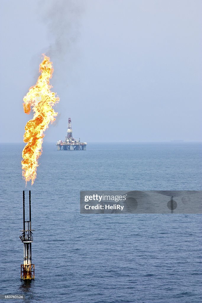 Flarering Rig Flare Stack And Oil Rig High-Res Stock Photo - Getty Images