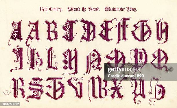 14th century style alphabet - letter j stock illustrations
