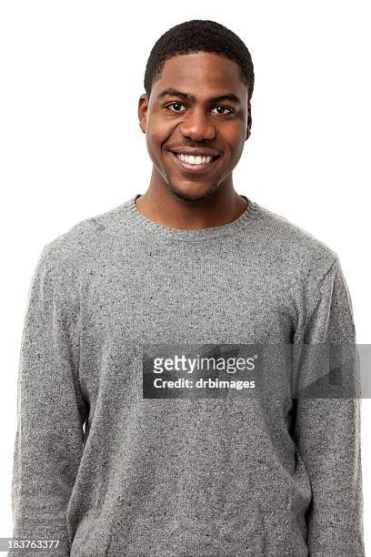 junge männliche porträt - portrait of man smiling black jumper stock-fotos und bilder