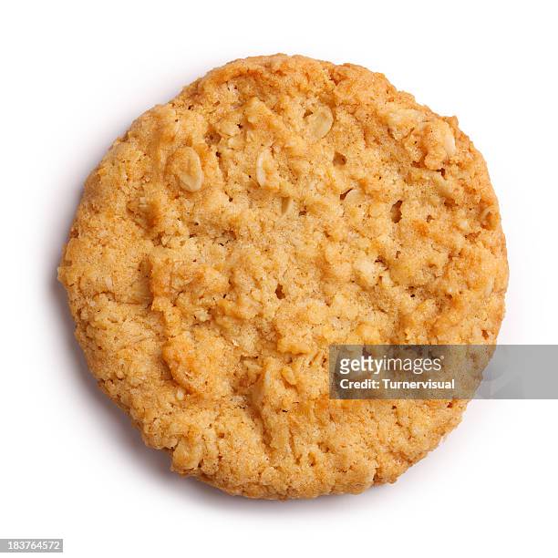 anzac biscuit isolated + clipping path - cookie stock pictures, royalty-free photos & images