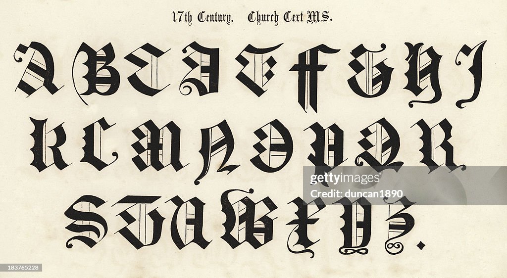 17th Lettering 17th Century Script Style Alphabet High-Res Vector Graphic - Getty Images