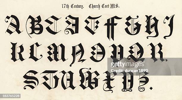 17th century script style alphabet - pejft 幅插畫檔、美工圖案、卡通及圖標