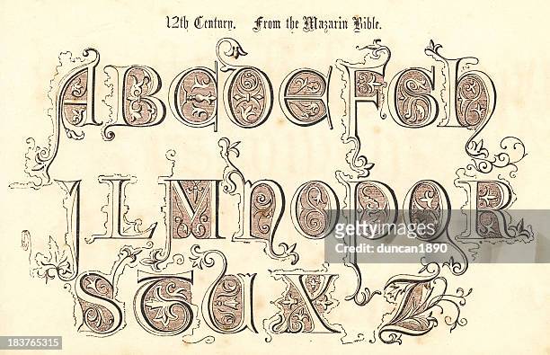 12th century style alphabet - pejft 幅插畫檔、美工圖案、卡通及圖標