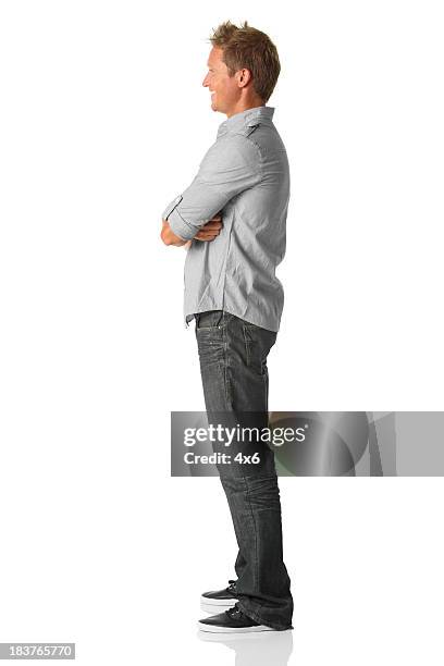 casual man side view - portrait young adult caucasian isolated stockfoto's en -beelden