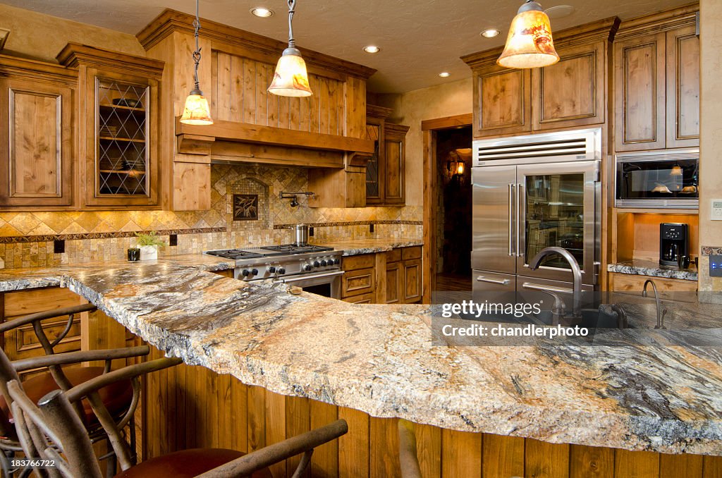 Modern kitchen with stone counters