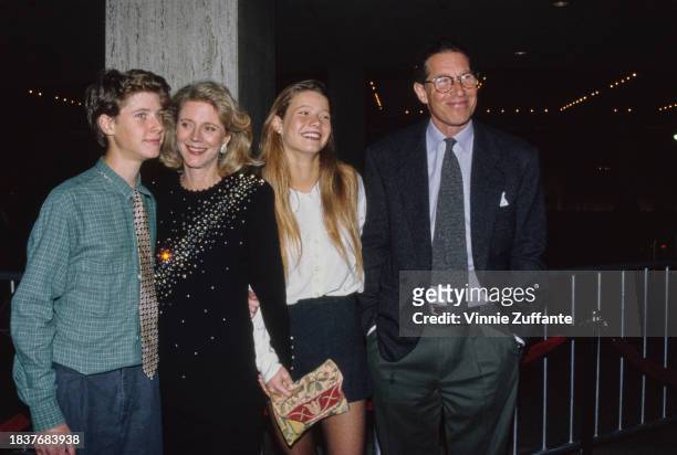 American film director, screenwriter and actor Jake Paltrow, American actress Blythe Danner, American actress Gwyneth Paltrow, and American film...