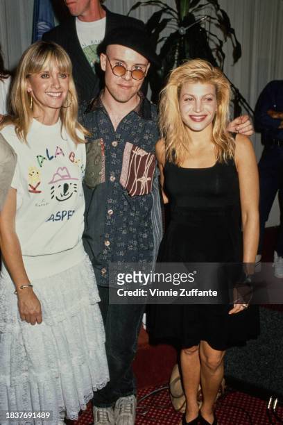 British-born Australian singer Olivia Newton-John, British musician Thomas Dolby, and American singer and songwriter Taylor Dayne attend a preview...