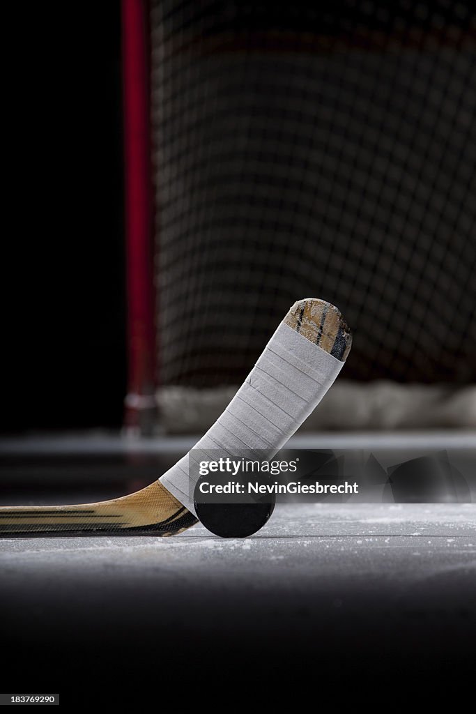 Ice Hockey Puck and Stick