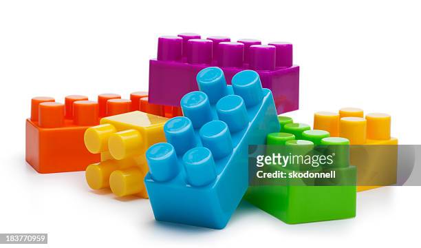 building blocks on a white background - toy bildbanksfoton och bilder
